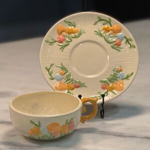 Vintage Mushroom Soup Bowl and Plate set.